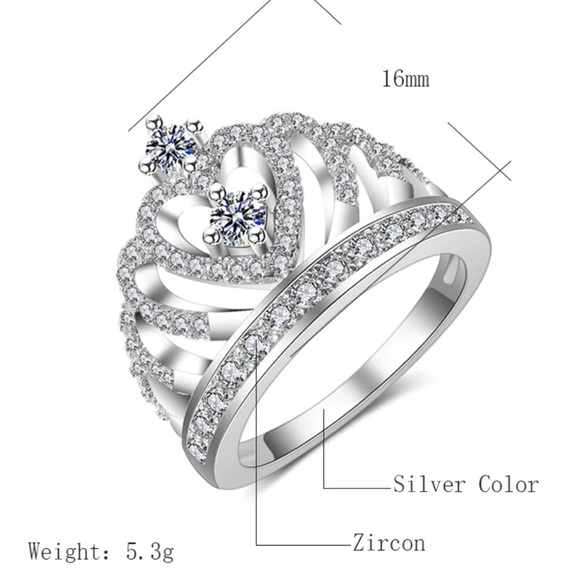 New Crown Princess Cut 4.6 CT White Zircon Ring - Picture 6 of 6